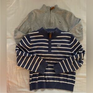 Vineyard Vines Toddler Kids Gray Quarter-Zip & Navy White Striped Sweaters 4T